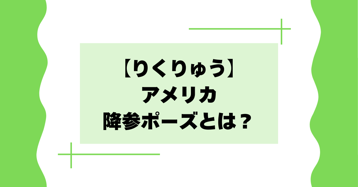 【りくりゅう】アメリカの降参ポーズとは？海外の反応がかわいい！
